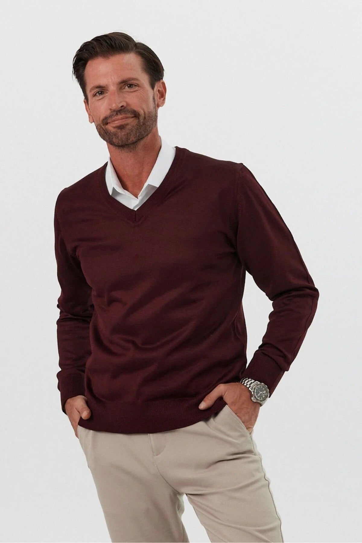Férfi pulóver – bordó – bordó