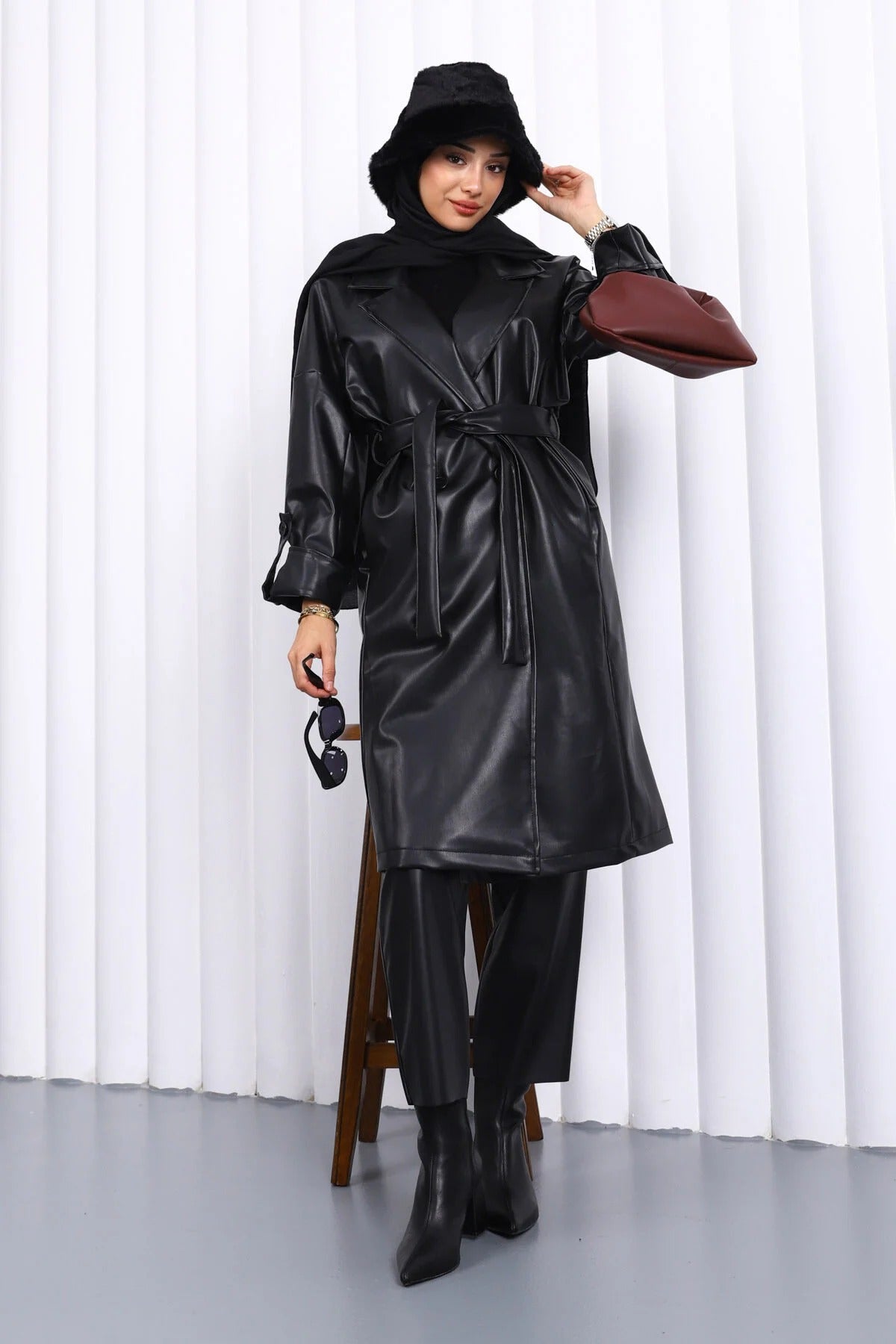 Női modest trencskó – fekete – fekete