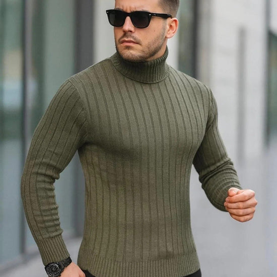 Férfi pulóver – khaki – khaki
