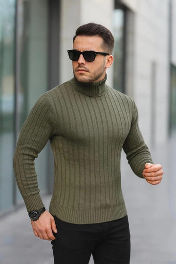 Férfi pulóver – khaki – khaki