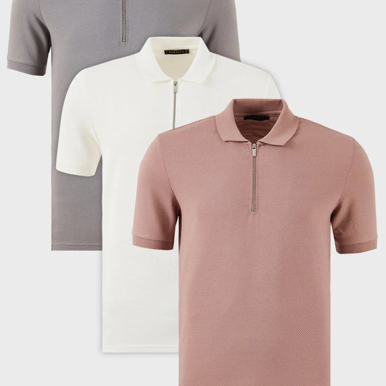 Férfi galléros póló – szürke – khaki szürke