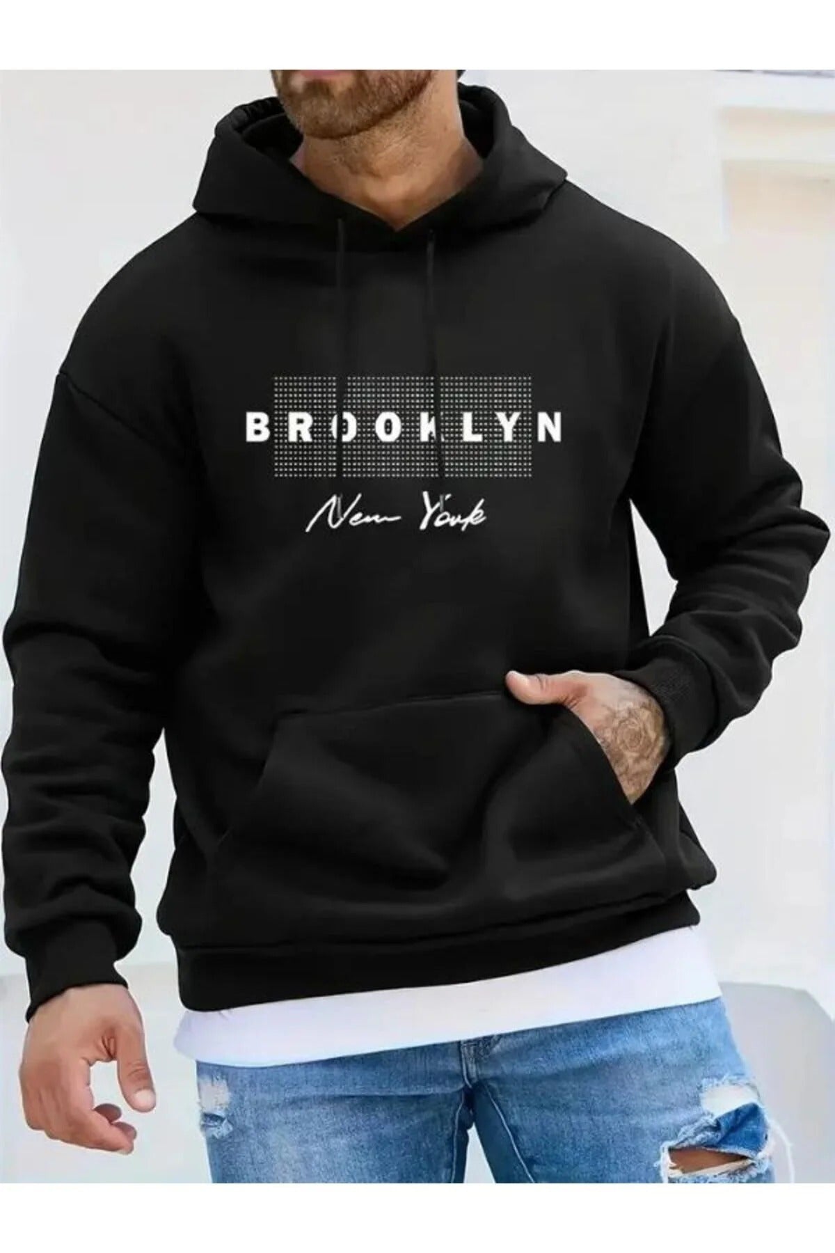 Férfi sweatshirt – fekete – fekete