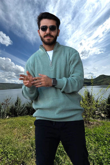 Férfi pulóver – zöld – világos zöld