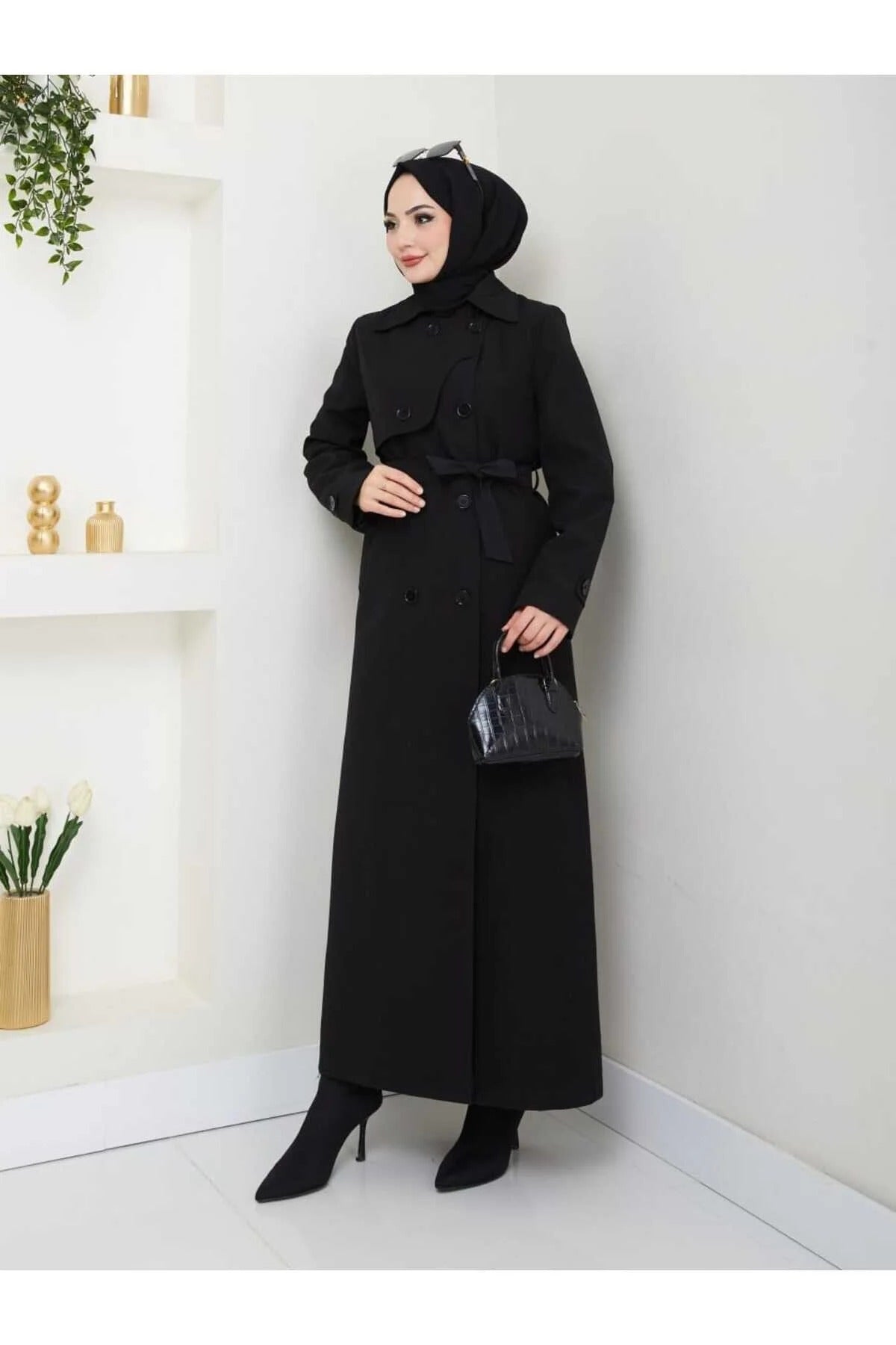 Női modest trencskó – fekete – fekete