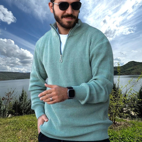 Férfi pulóver – zöld – világos zöld