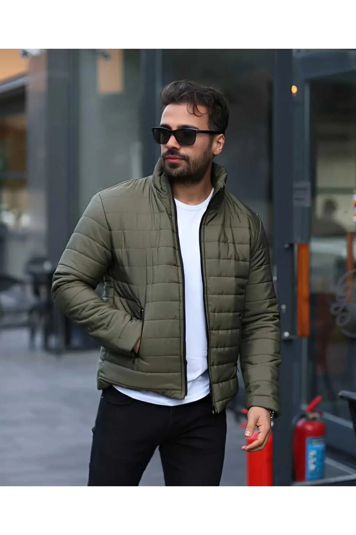 Férfi téli kabát – khaki – khaki