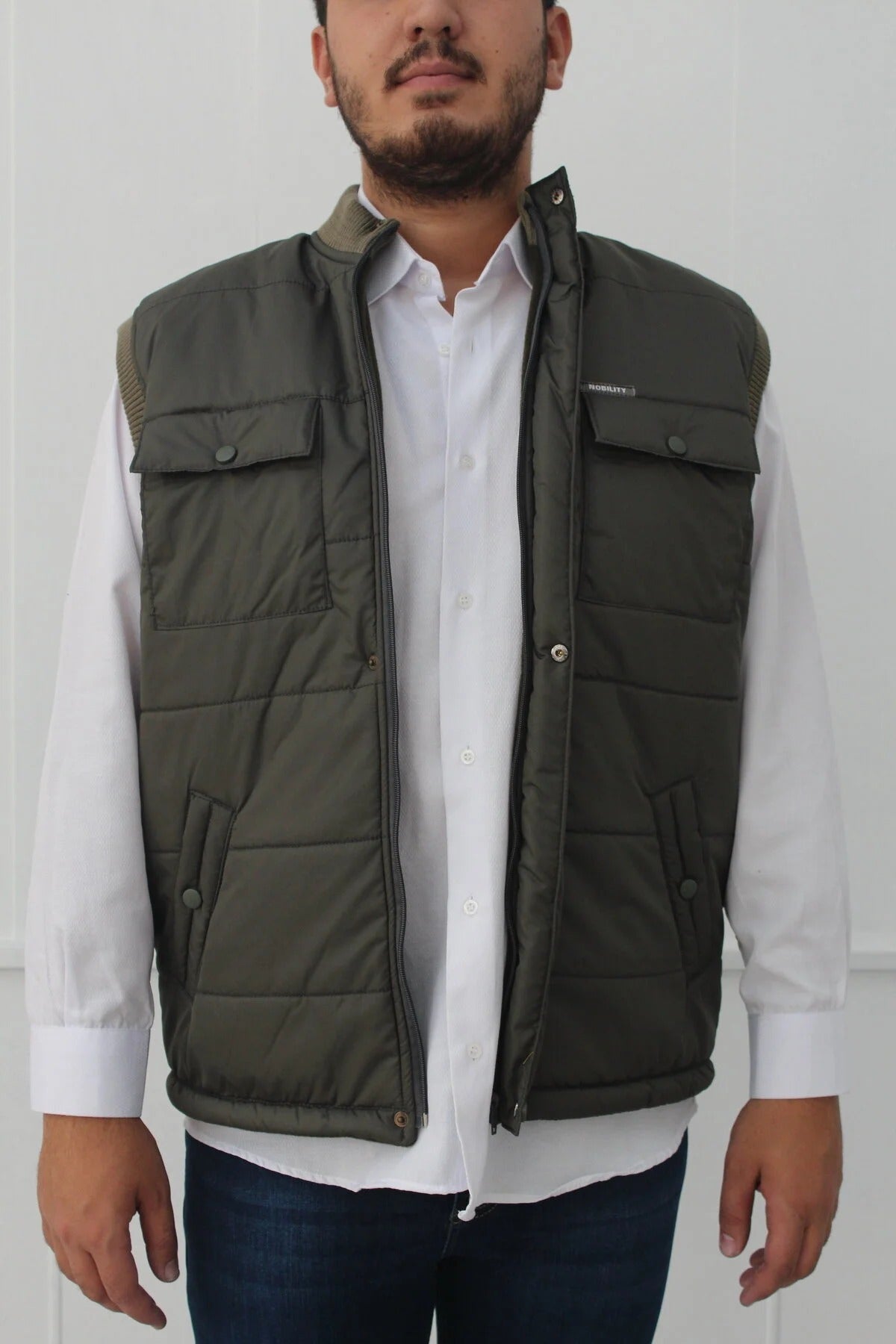 Férfi mellény – khaki – khaki