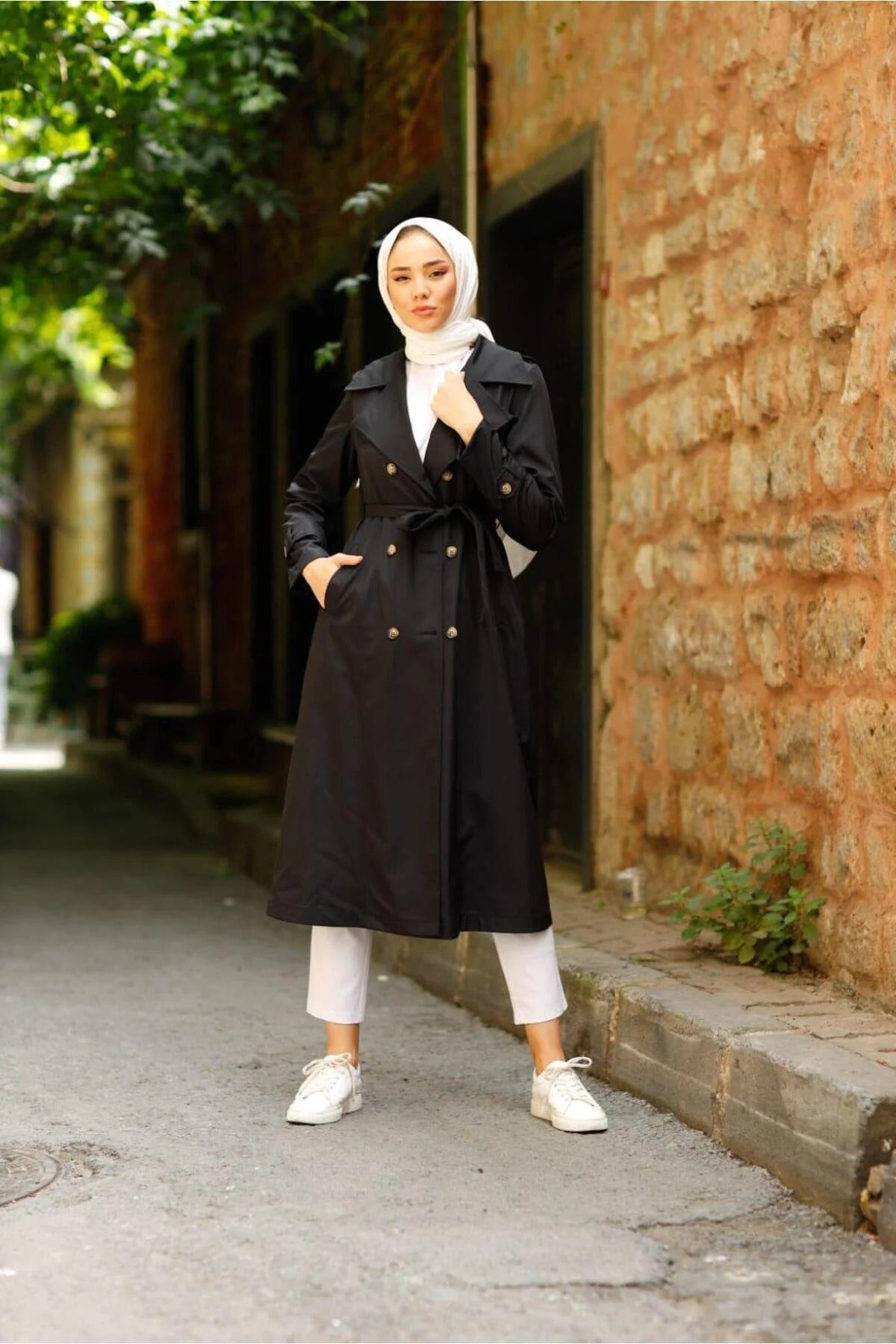 Női modest trencskó – fekete – fekete