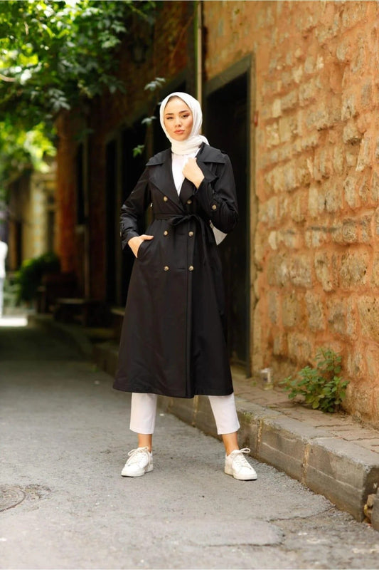 Női modest trencskó – fekete – fekete