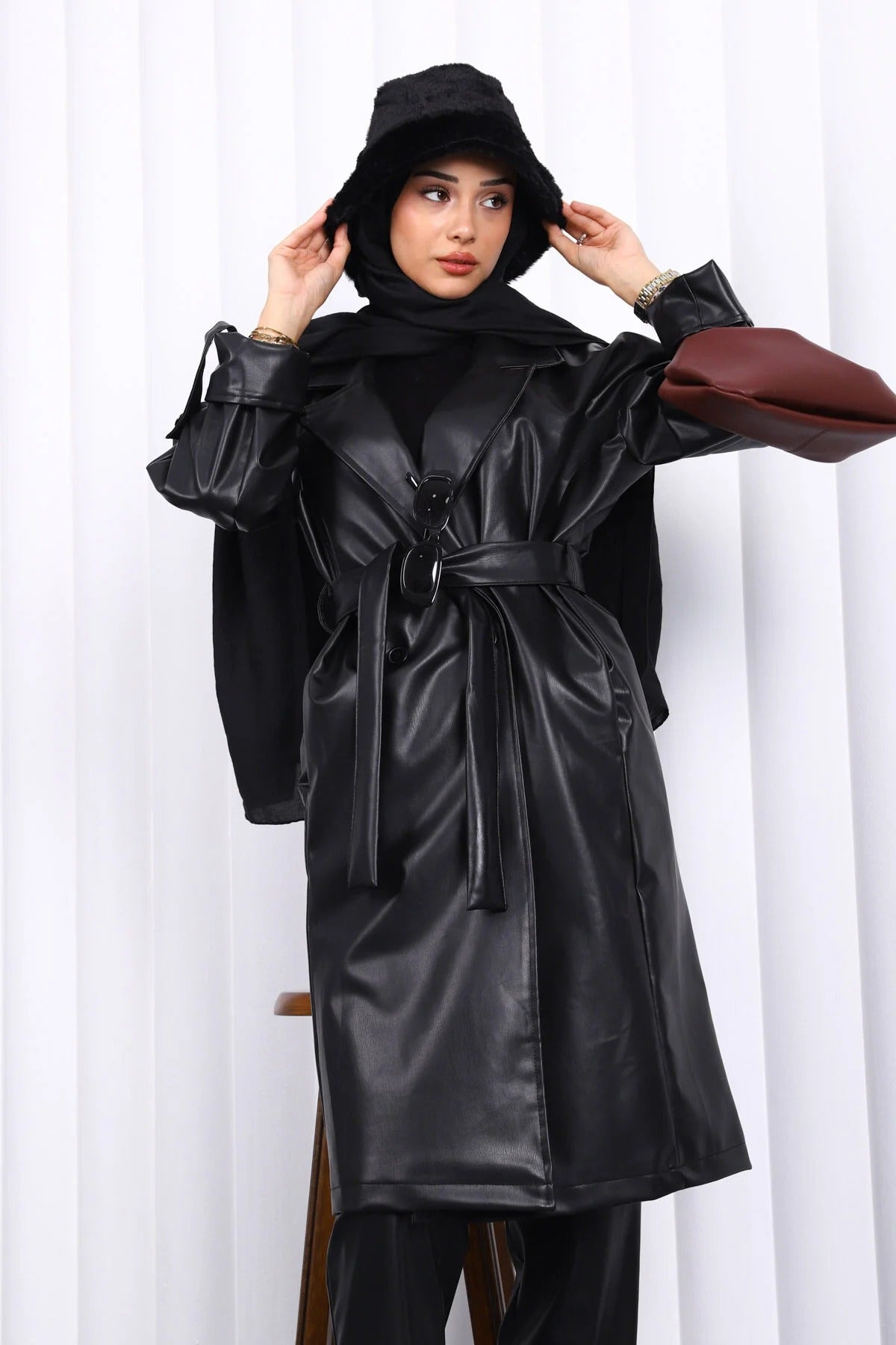 Női modest trencskó – fekete – fekete