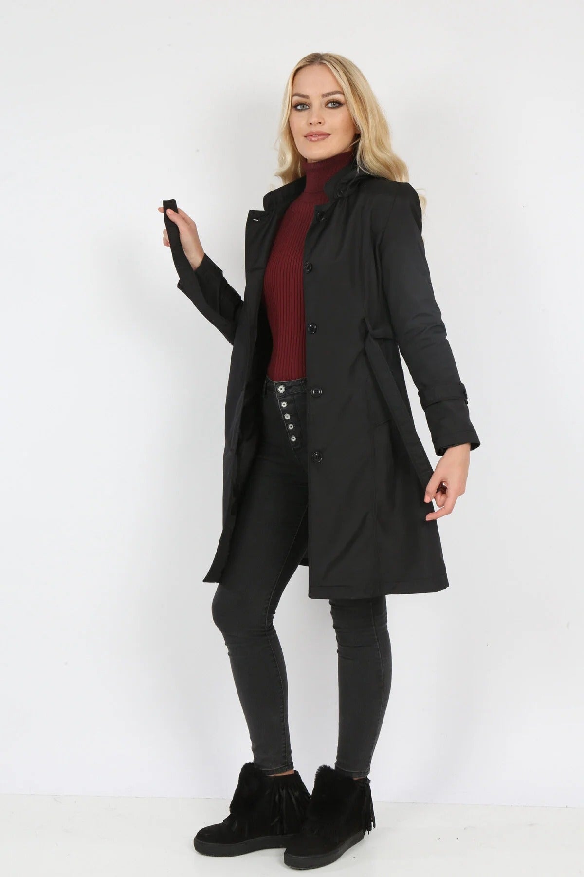 Női modest trencskó – fekete – fekete