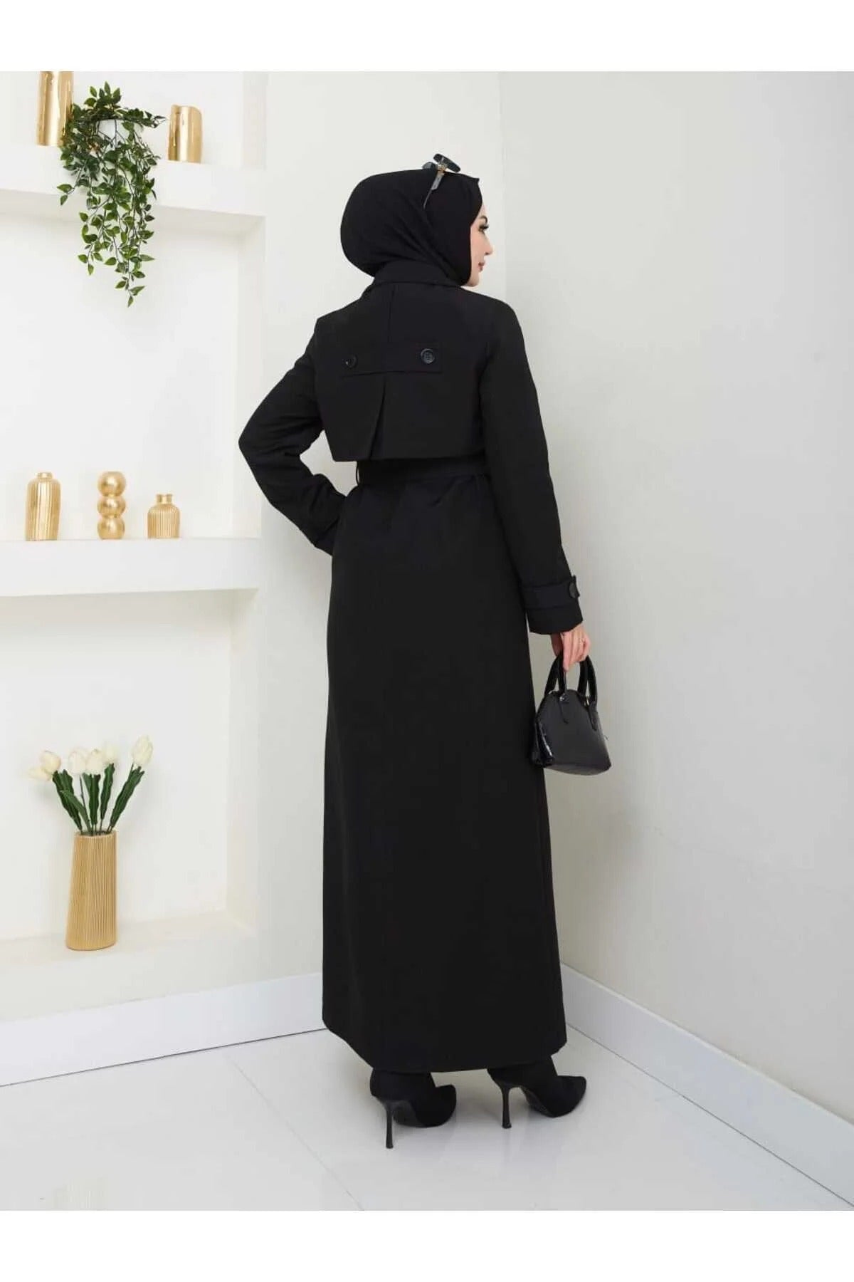 Női modest trencskó – fekete – fekete