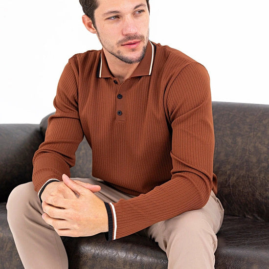 Férfi pulóver – barna – barna