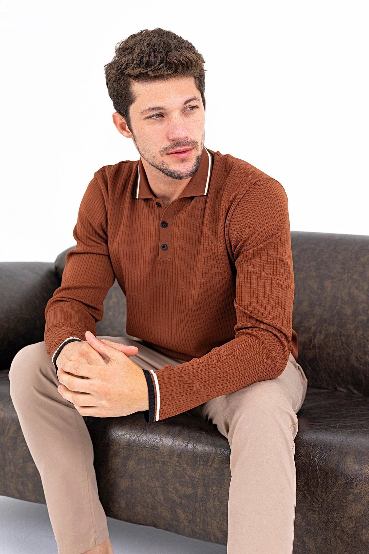 Férfi pulóver – barna – barna