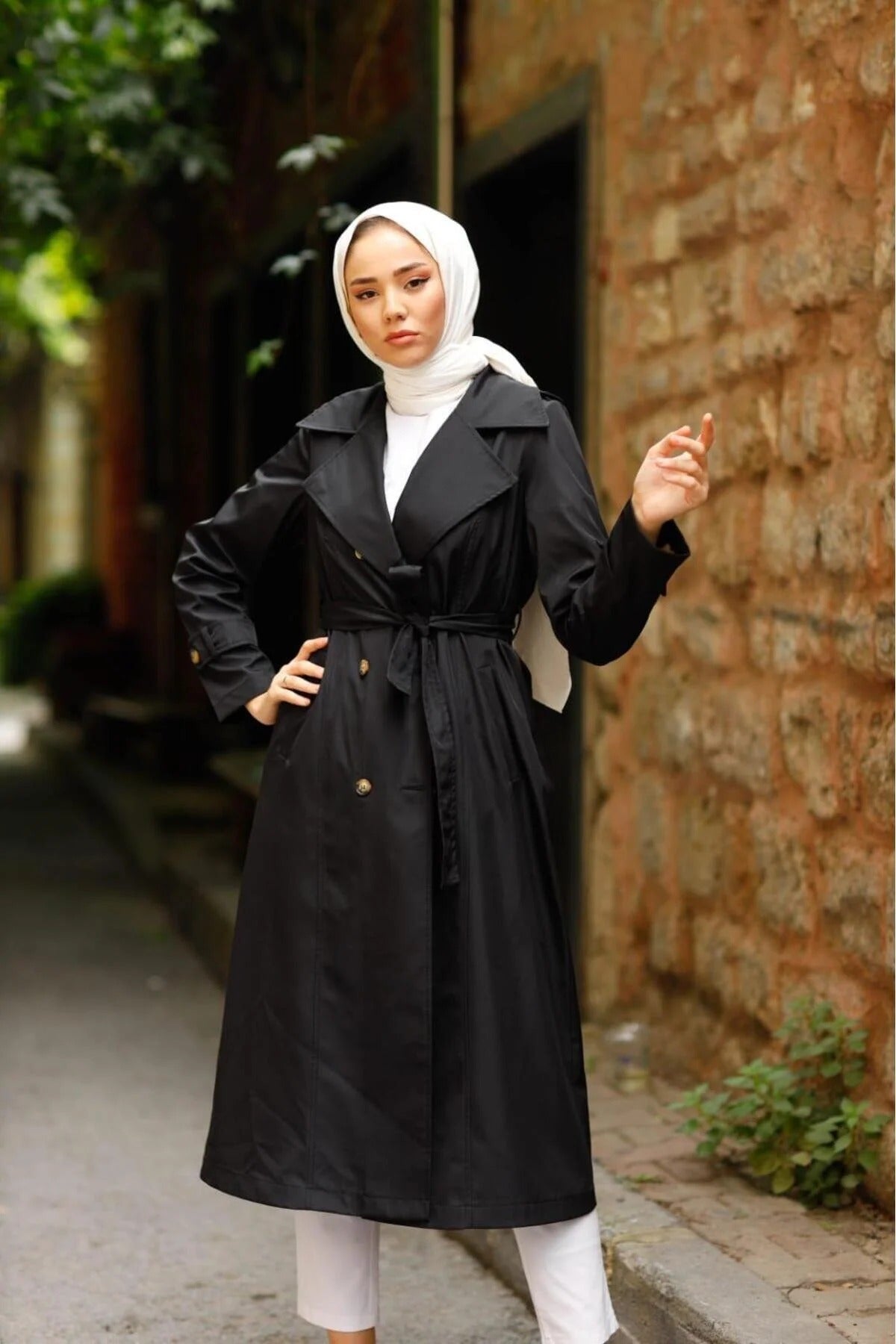 Női modest trencskó – fekete – fekete