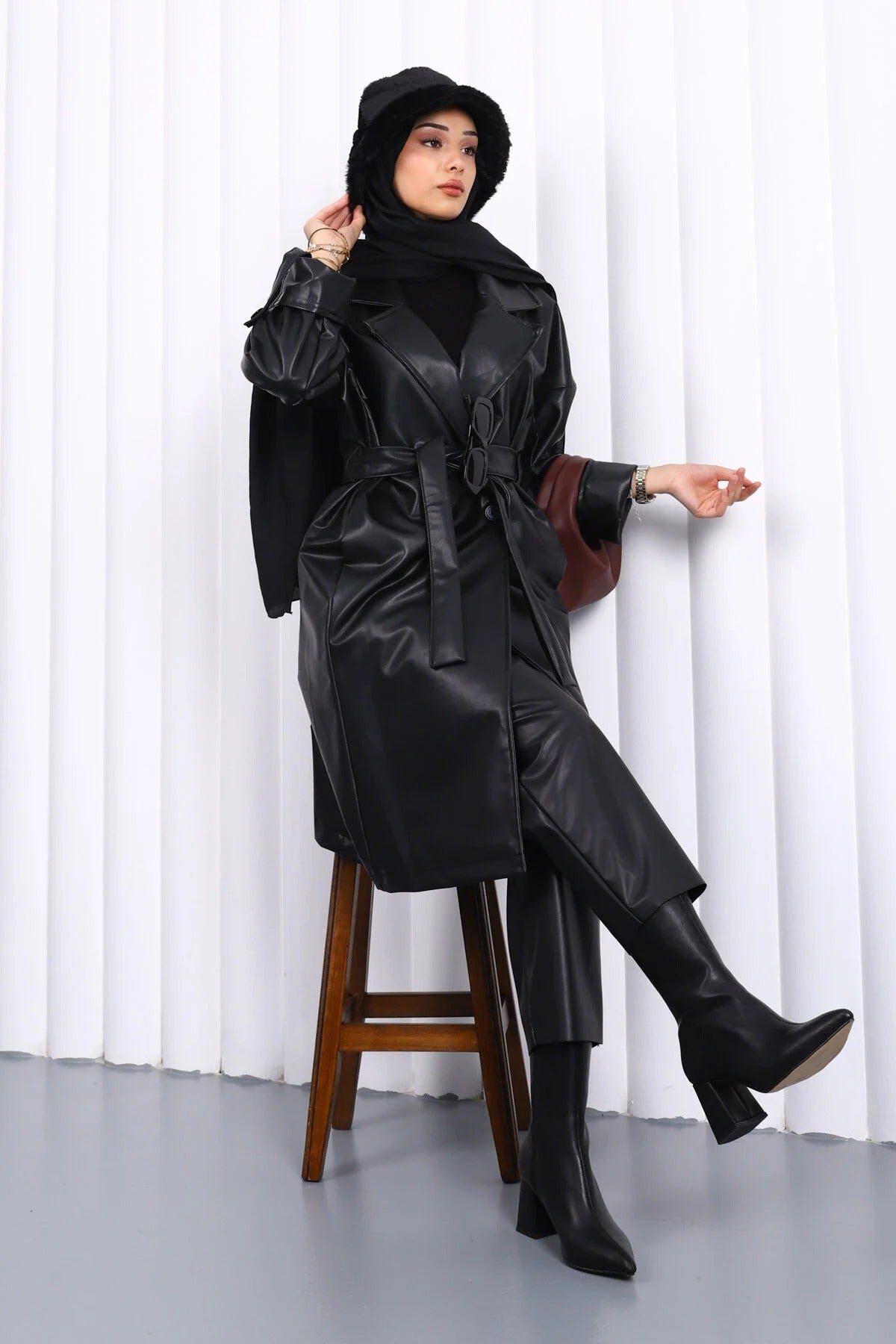 Női modest trencskó – fekete – fekete