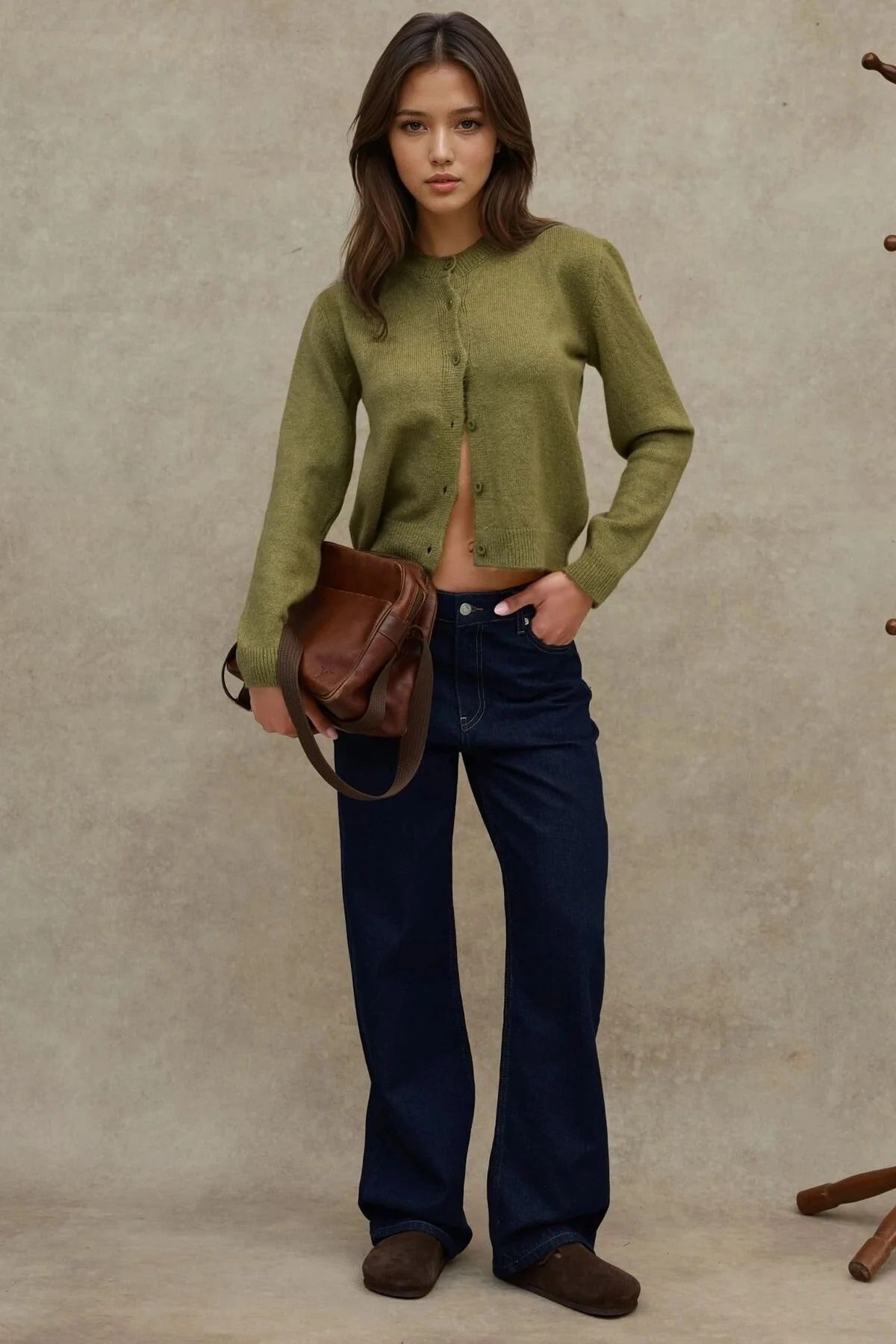 Kardigán – khaki – khaki