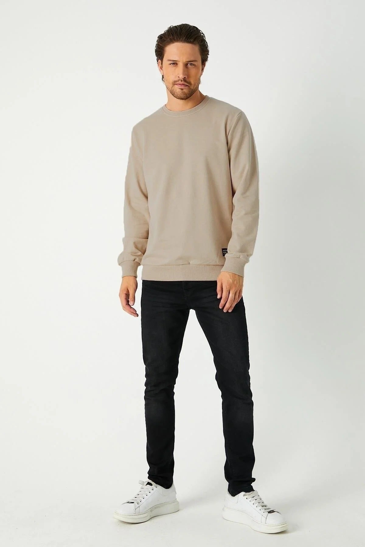 Férfi sweatshirt – bézs – bézs