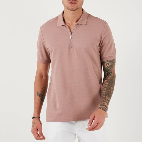 Férfi galléros póló – szürke – khaki szürke