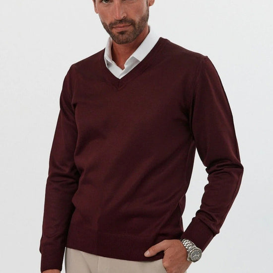 Férfi pulóver – bordó – bordó