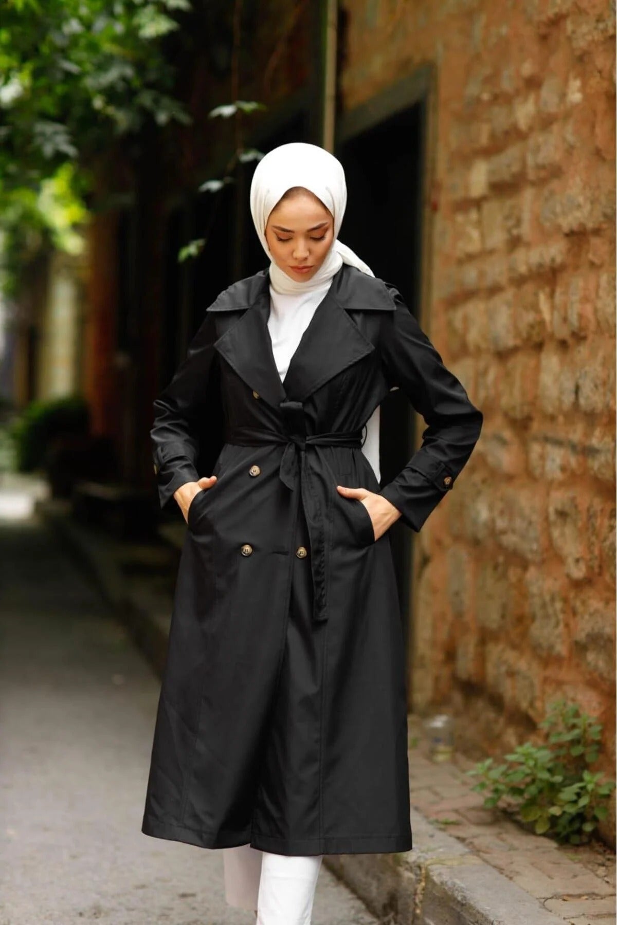 Női modest trencskó – fekete – fekete