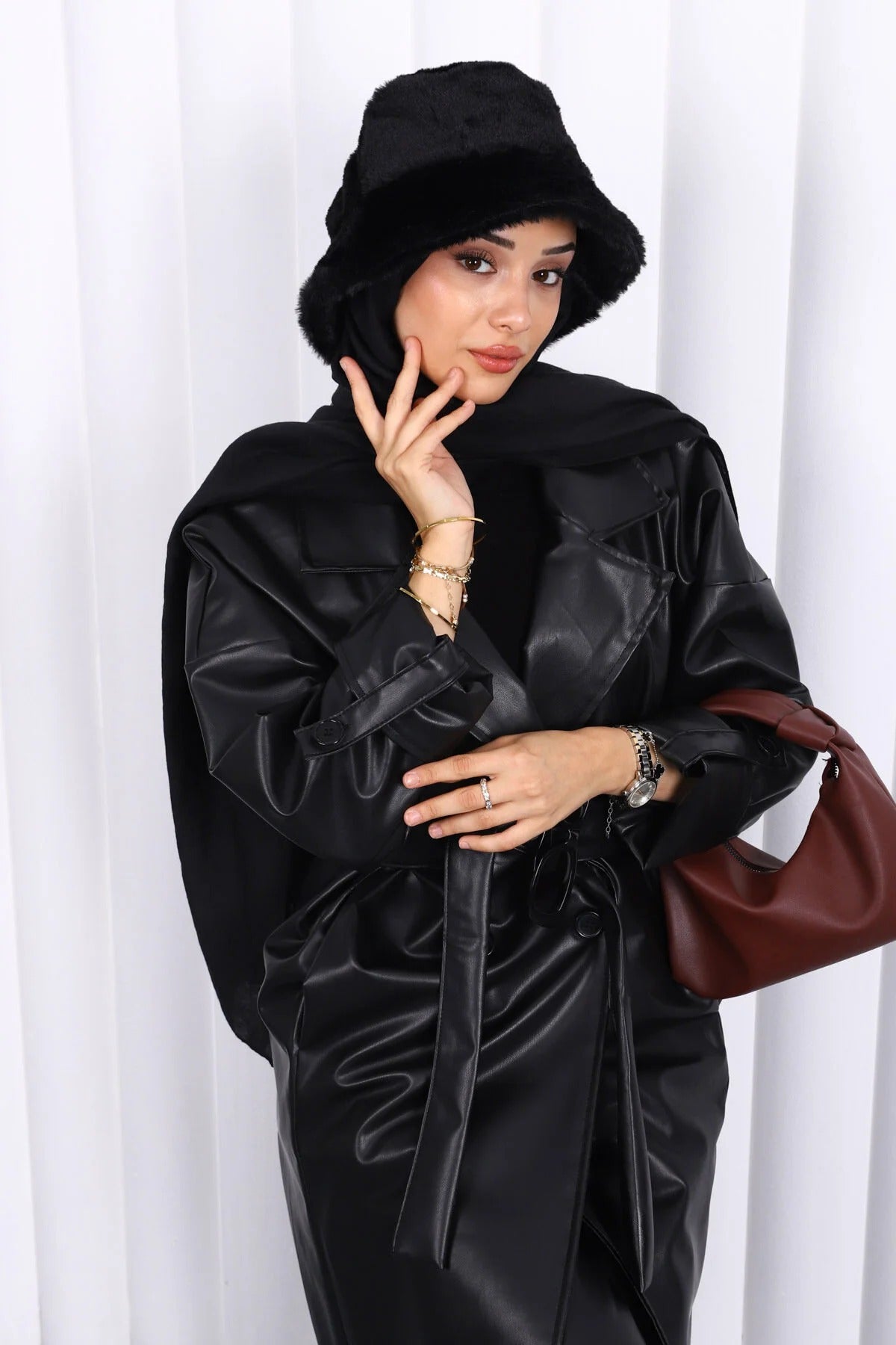 Női modest trencskó – fekete – fekete