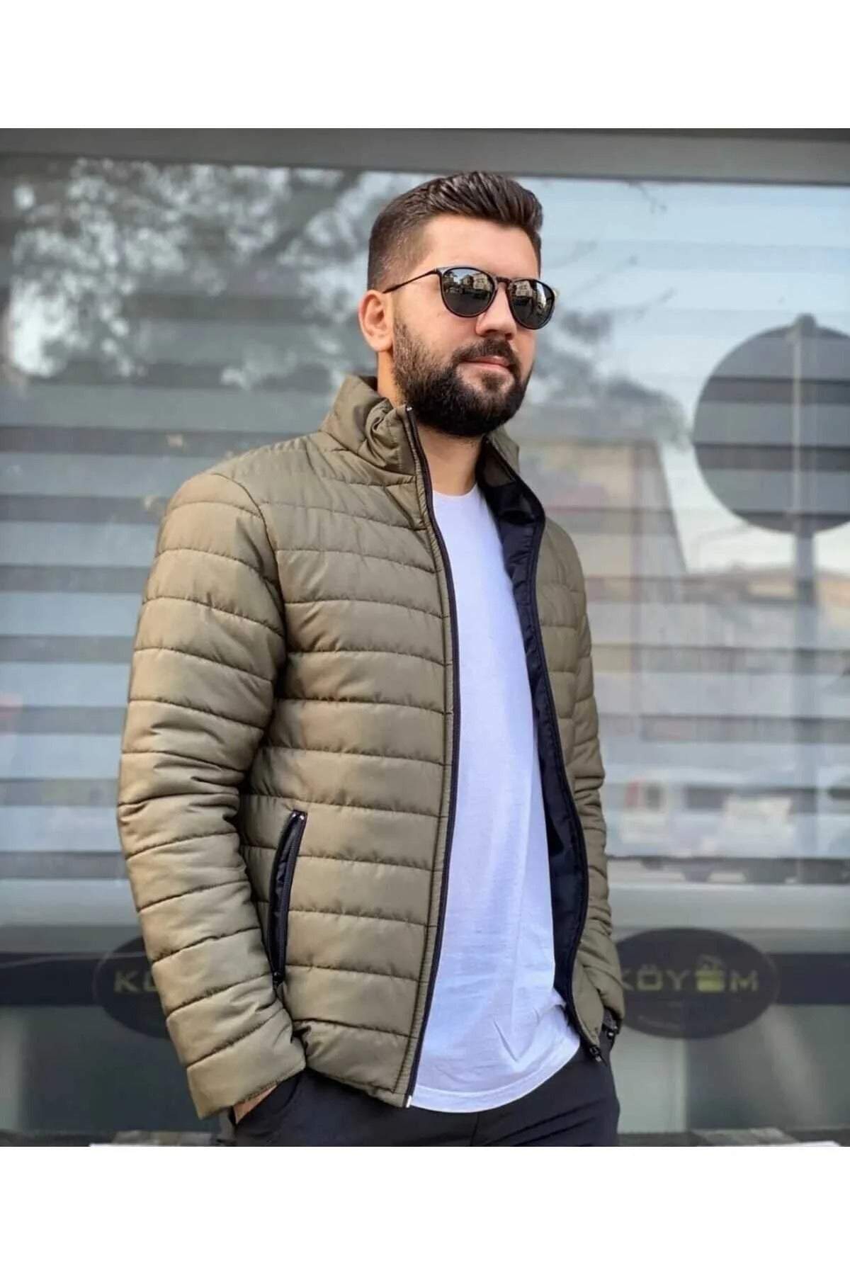 Férfi téli kabát – khaki – khaki