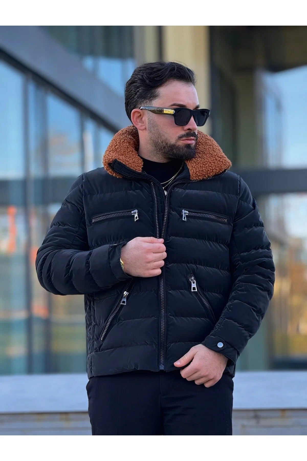 Férfi téli kabát – fekete – fekete