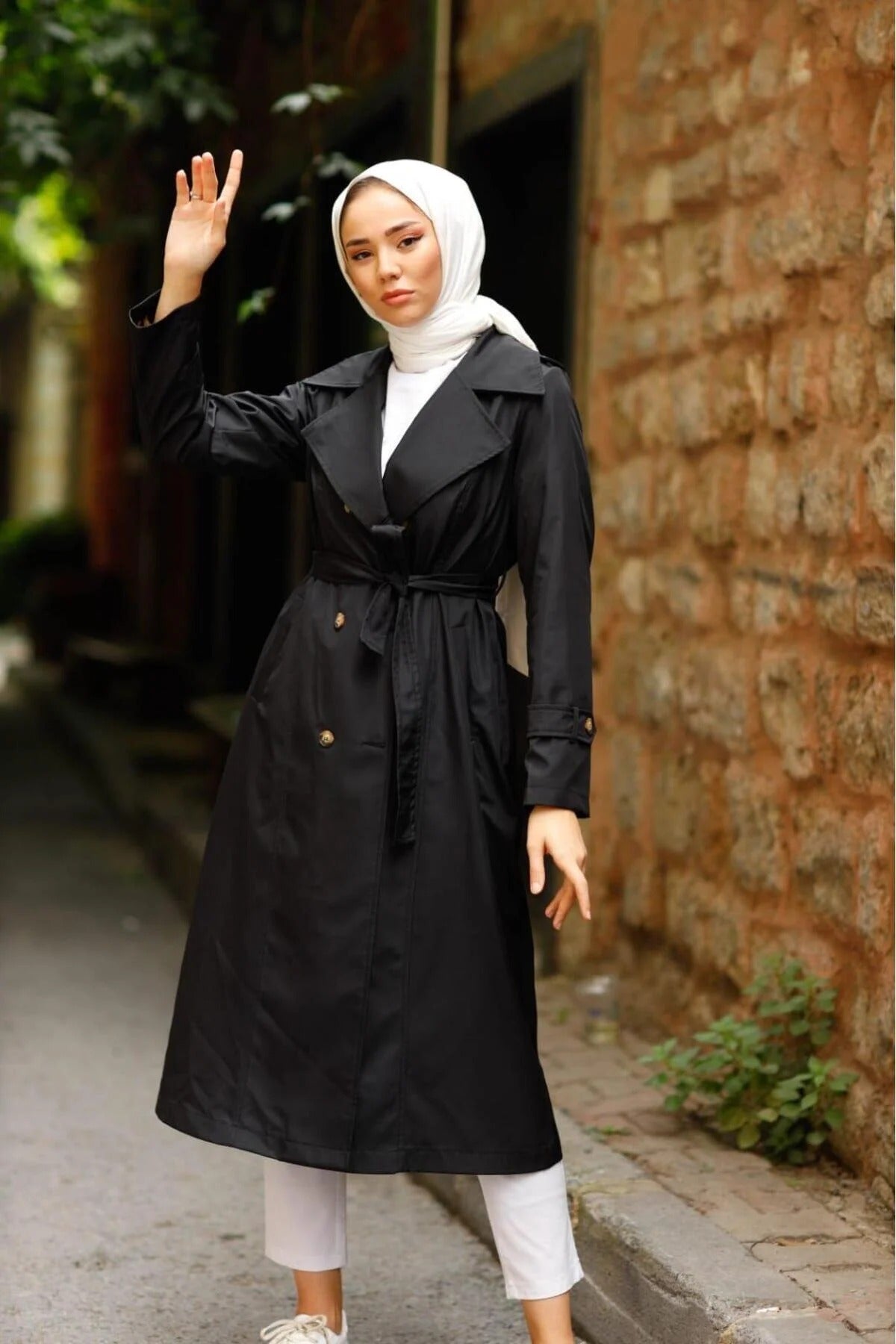 Női modest trencskó – fekete – fekete
