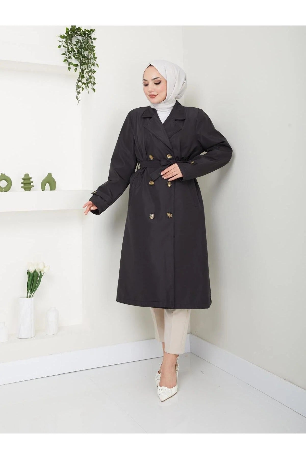 Női modest trencskó – fekete – fekete
