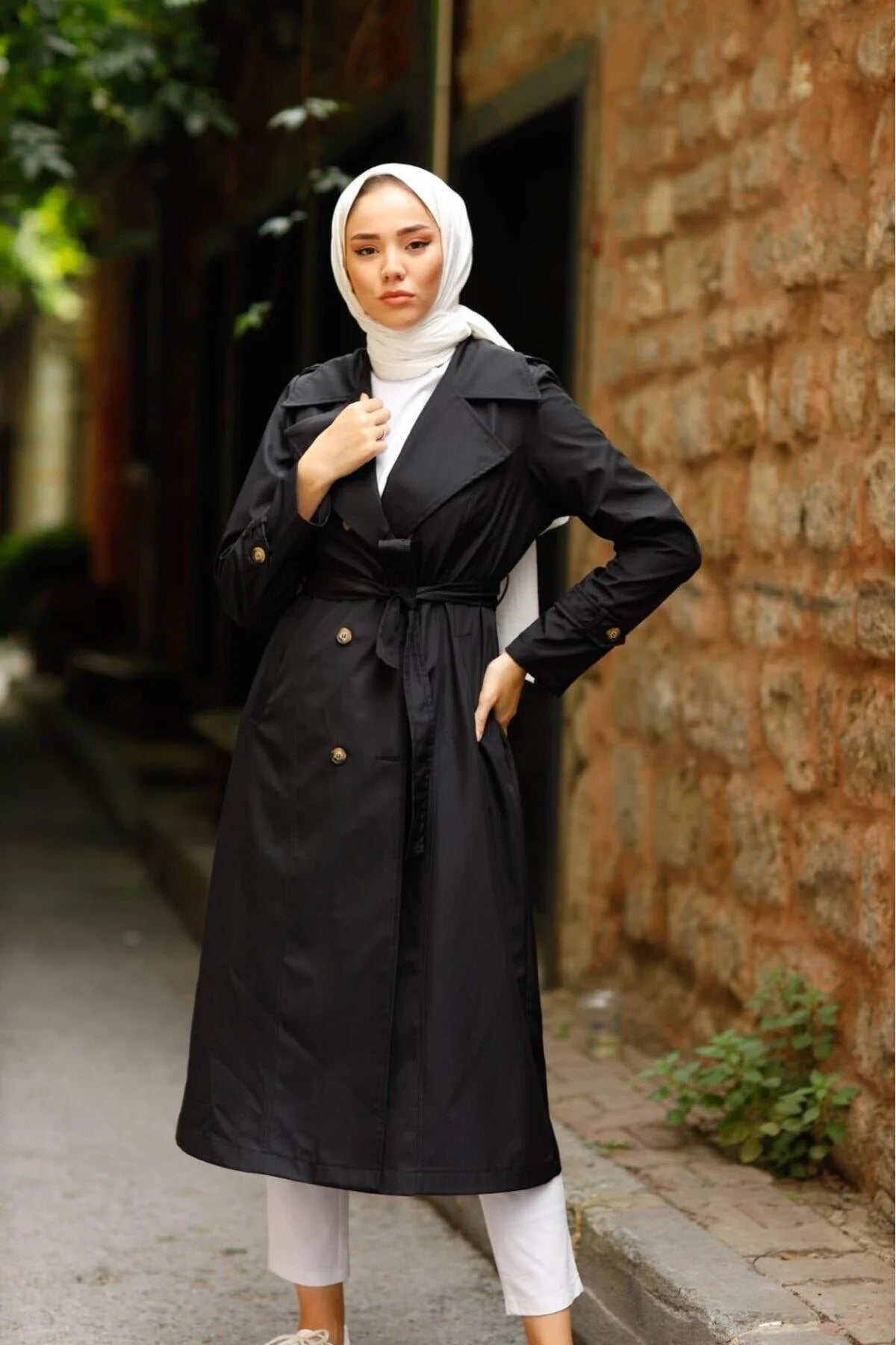 Női modest trencskó – fekete – fekete