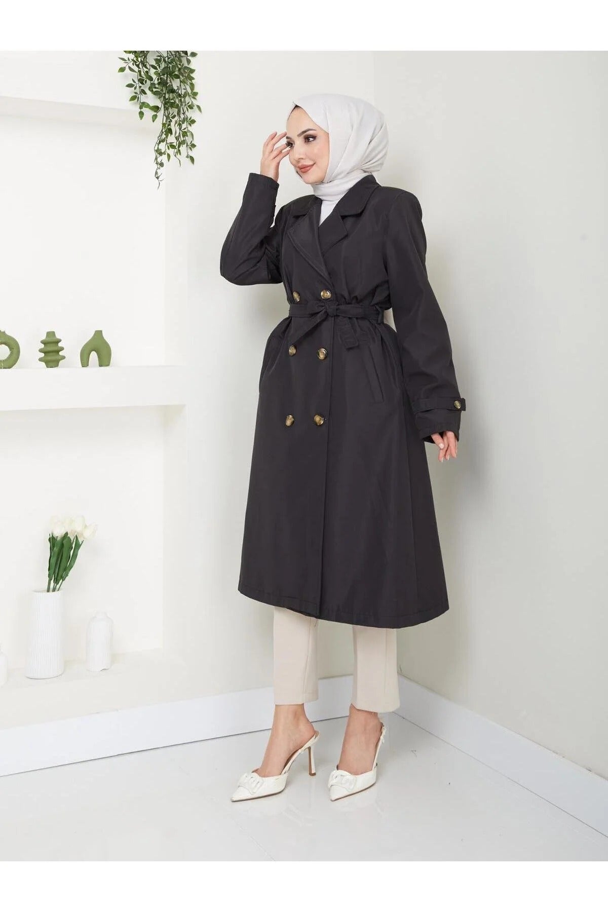 Női modest trencskó – fekete – fekete