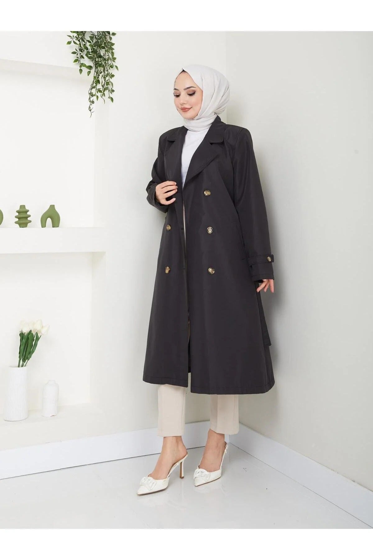 Női modest trencskó – fekete – fekete