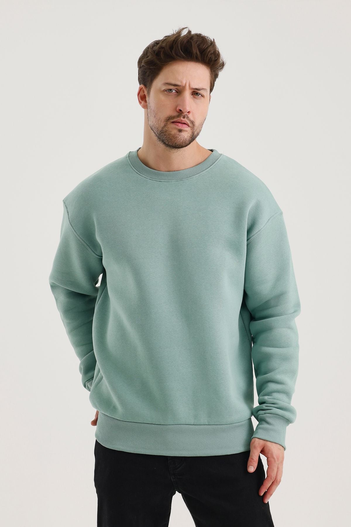 Férfi sweatshirt – halványzöld