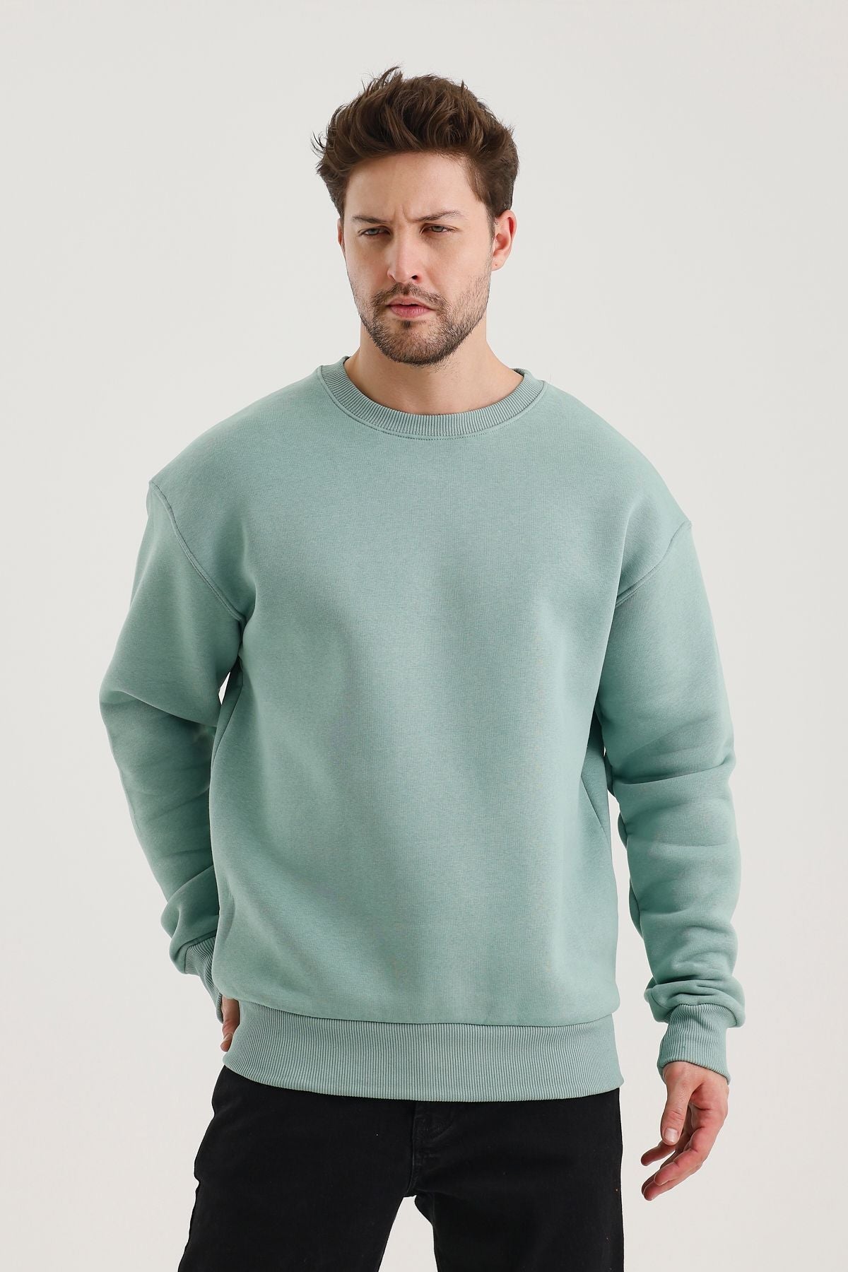 Férfi sweatshirt – halványzöld