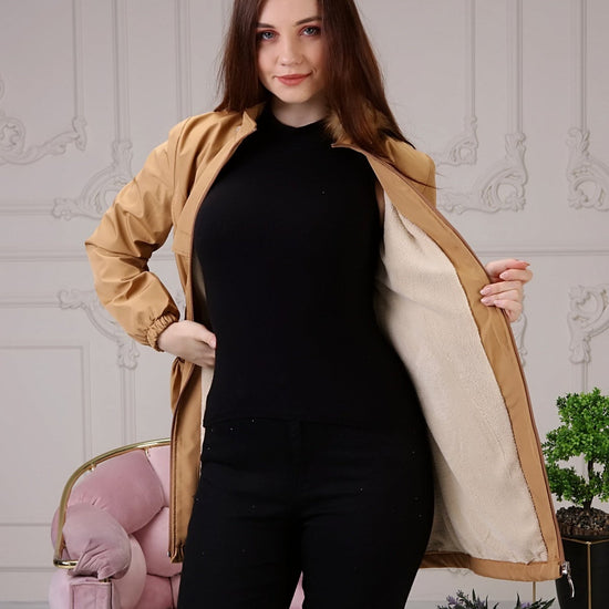Női téli kabát – konyakbarna