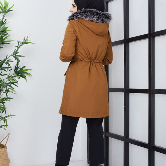 Női modest dzseki – konyakbarna