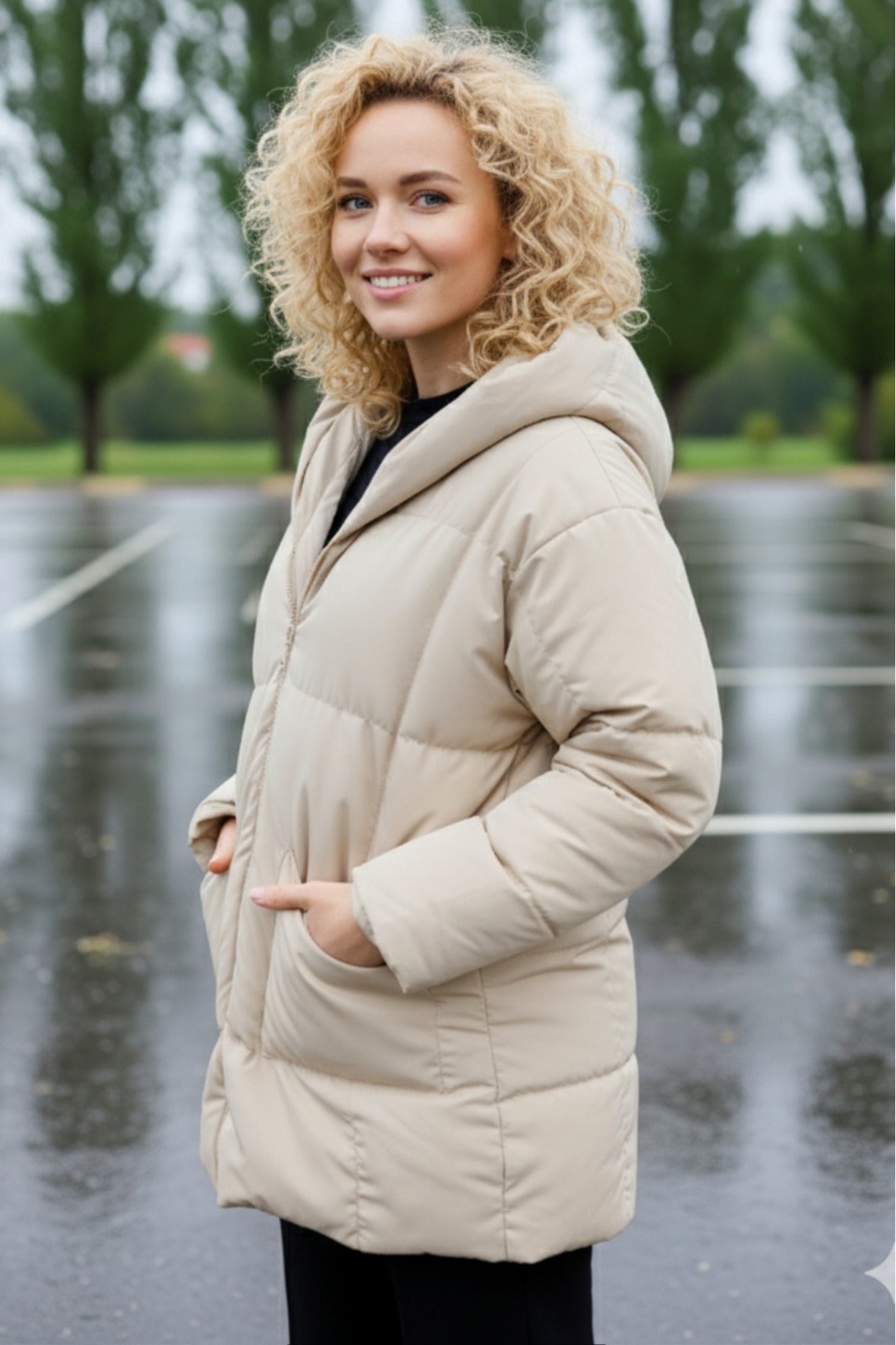 Női téli kabát – bézs